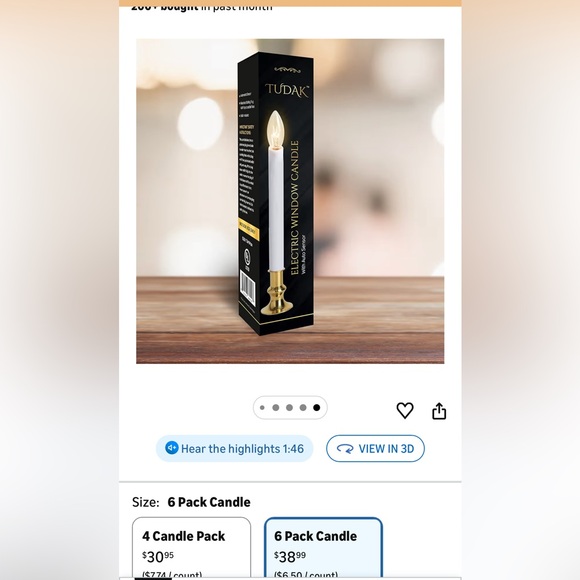 Electric Window Candle - White and Gold - Picture 3 of 3